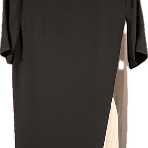 Eileen Fisher Black and Cream Asymmetrical Dress